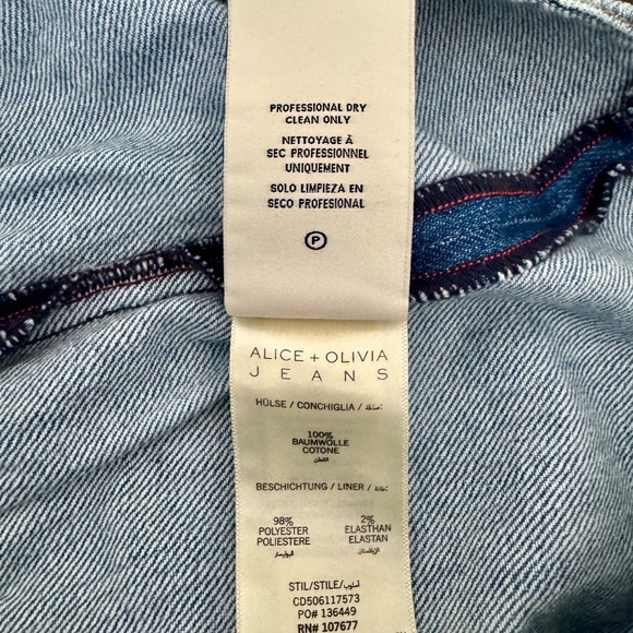 New Alice & Olivia Jeans Denim Dress Shanti Mini Tiered Women's Size 6 B - Picture 9 of 10